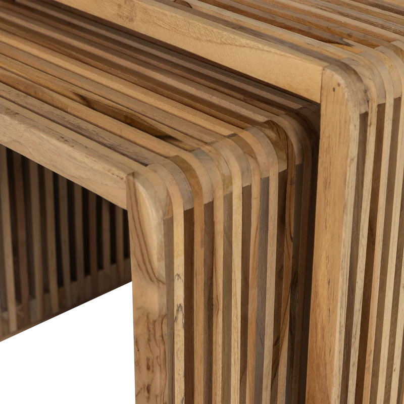Jasmijn bijzettafel recycled teak naturel - set van 2