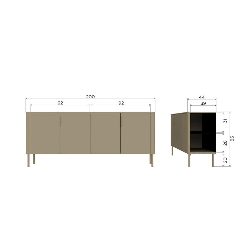 Gunnar dressoir 200 cm grenen matzwart