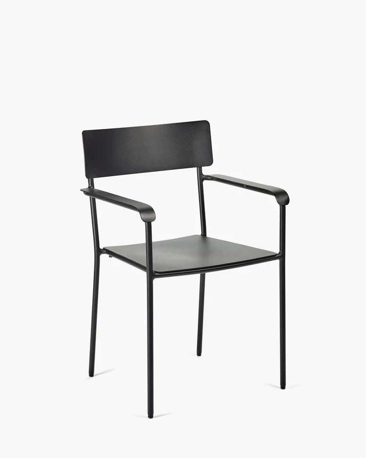 Chaise d'extérieur avec accoudoir S August Noir