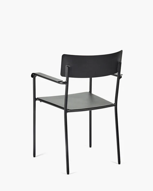 Chaise d'extérieur avec accoudoir S August Noir