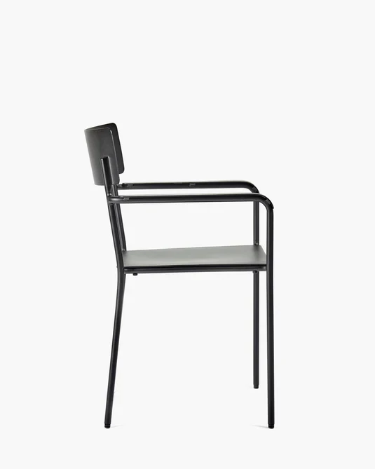 Chaise d'extérieur avec accoudoir S August Noir