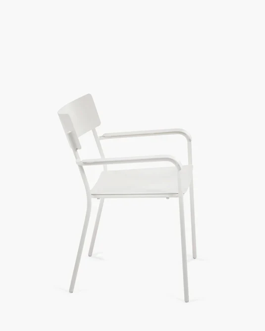 Chaise d'extérieur avec accoudoir L August Sable