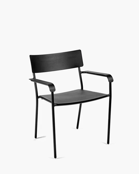Chaise d'extérieur avec accoudoir L August Noir