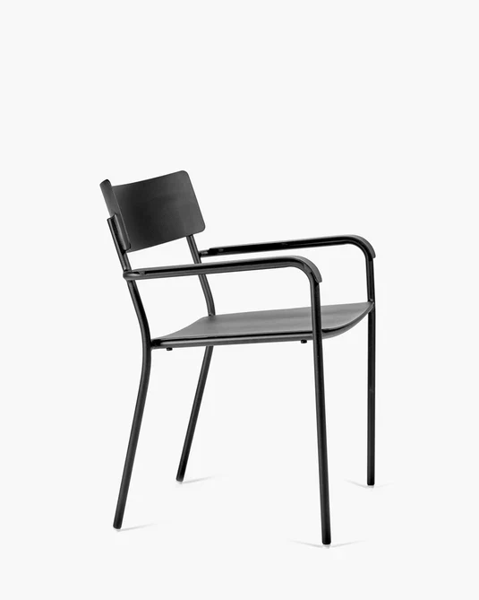 Chaise d'extérieur avec accoudoir L August Noir