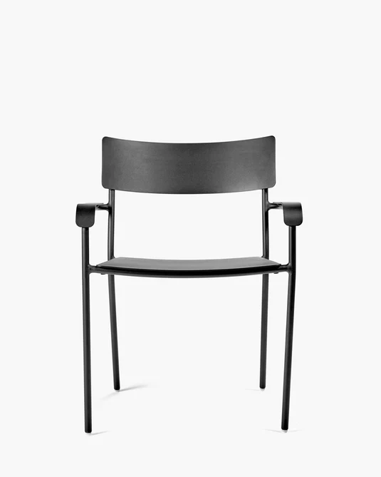 Chaise d'extérieur avec accoudoir L August Noir