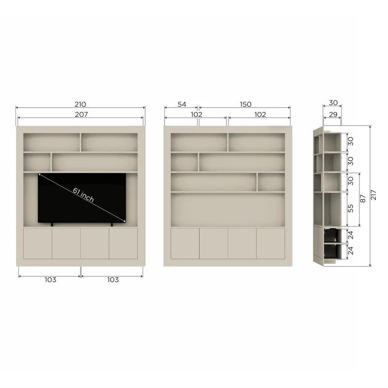Wallcover wandkast 210 cm grenen dust