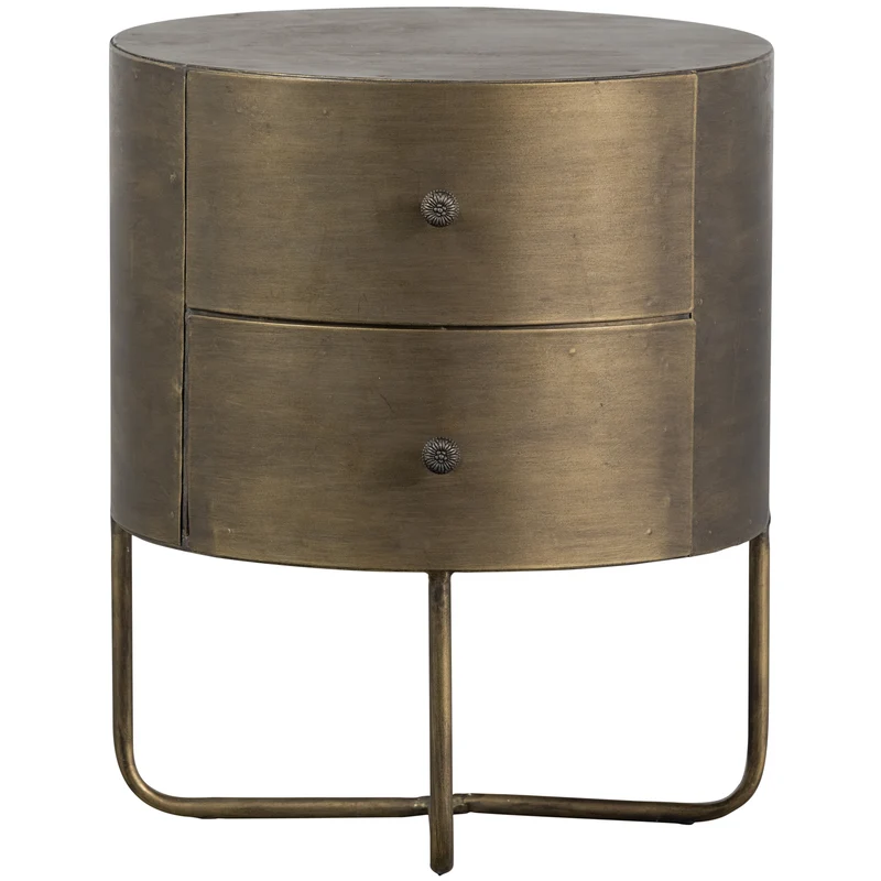 Glossy rond kastje metaal antique brass
