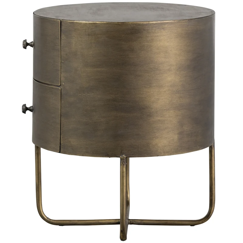 Glossy rond kastje metaal antique brass