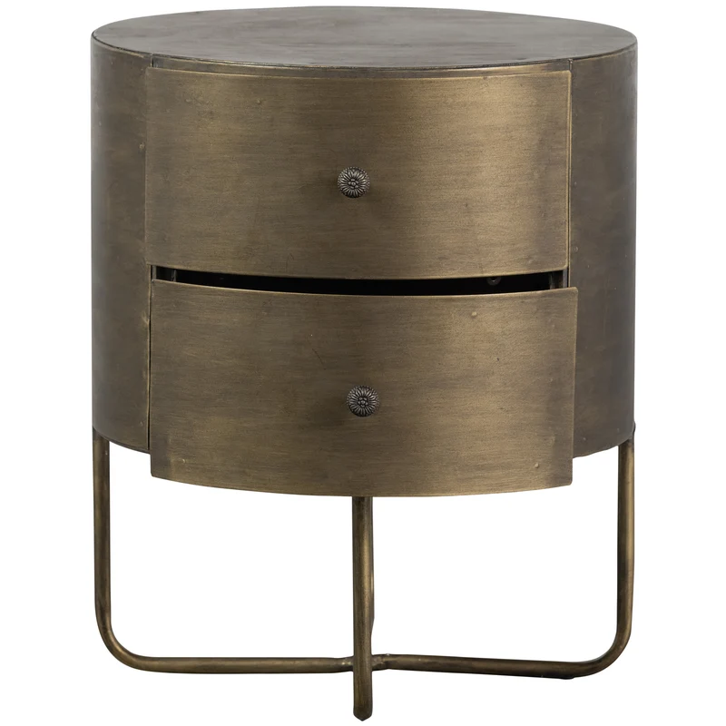 Glossy rond kastje metaal antique brass