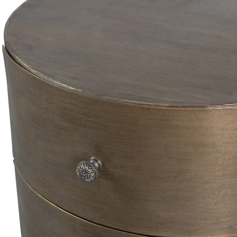 Glossy rond kastje metaal antique brass