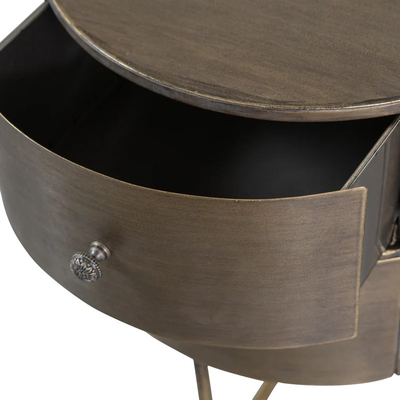 Glossy rond kastje metaal antique brass