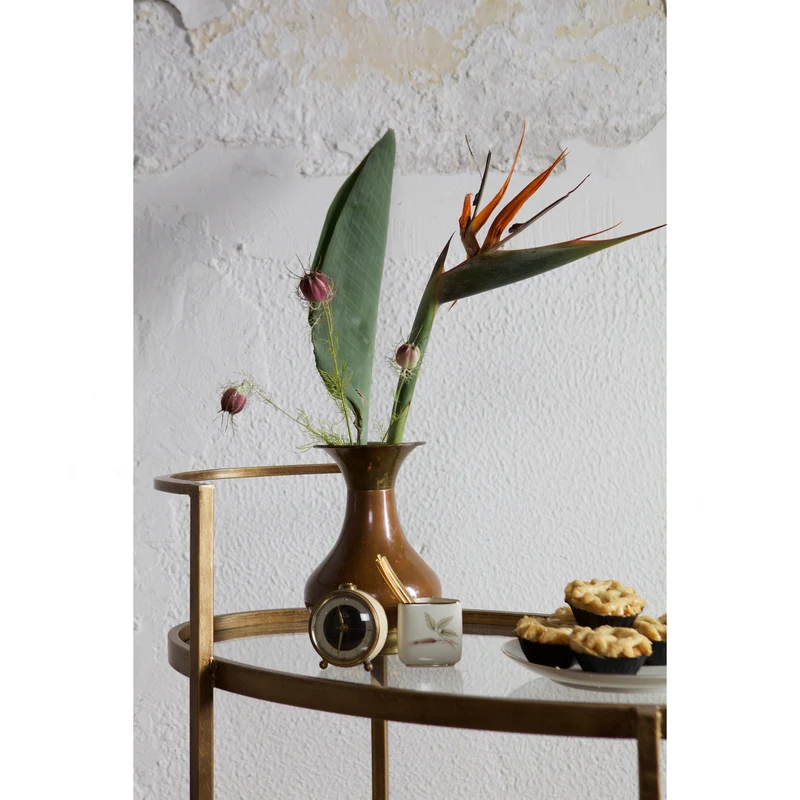 Push trolley metaal antique brass
