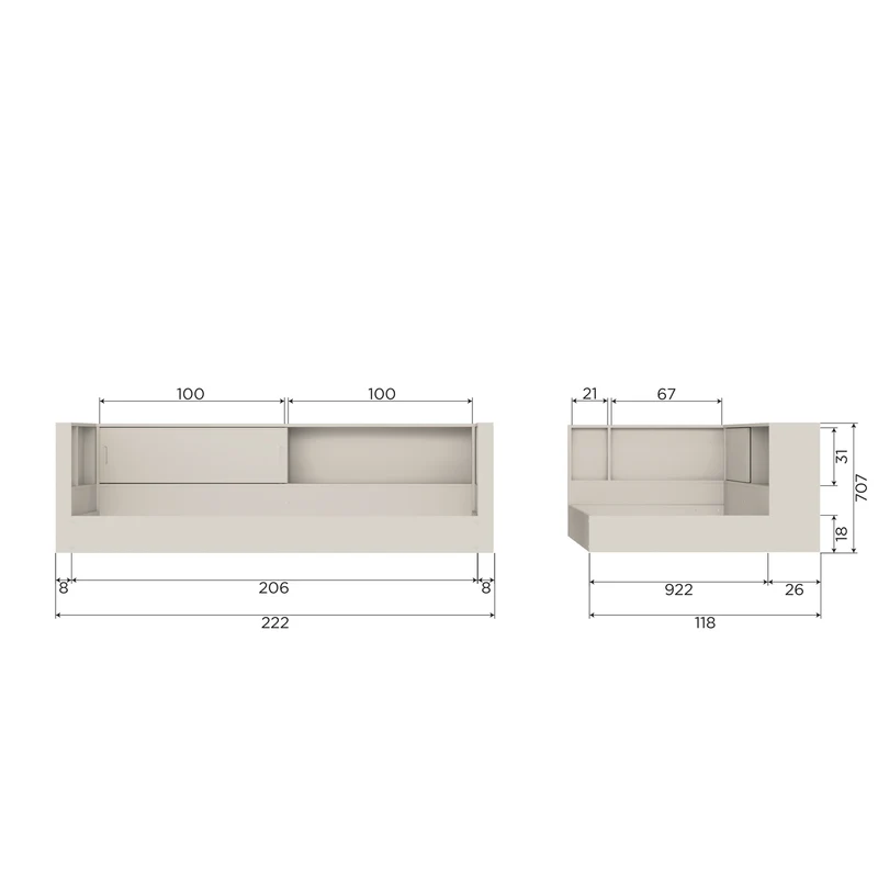 Carter bedbank grenen wit