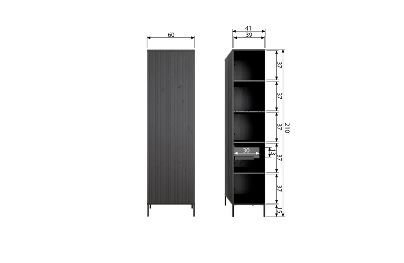 New Gravure hoge kast met lade grenen dust