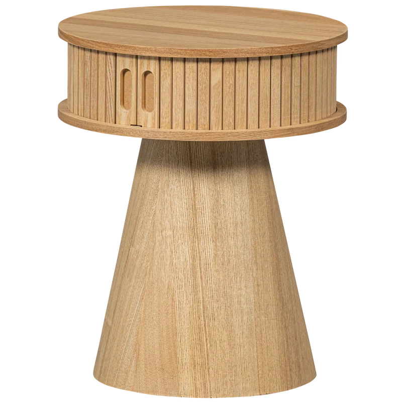 Karri nachtkastje rond hout naturel