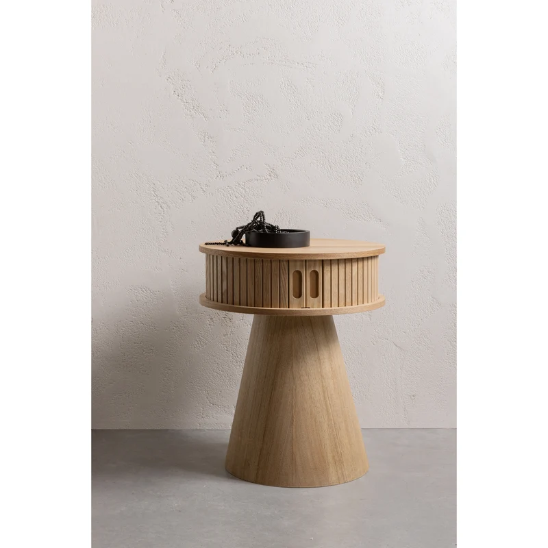 Karri nachtkastje rond hout naturel