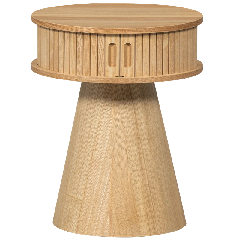 Karri nachtkastje rond hout naturel