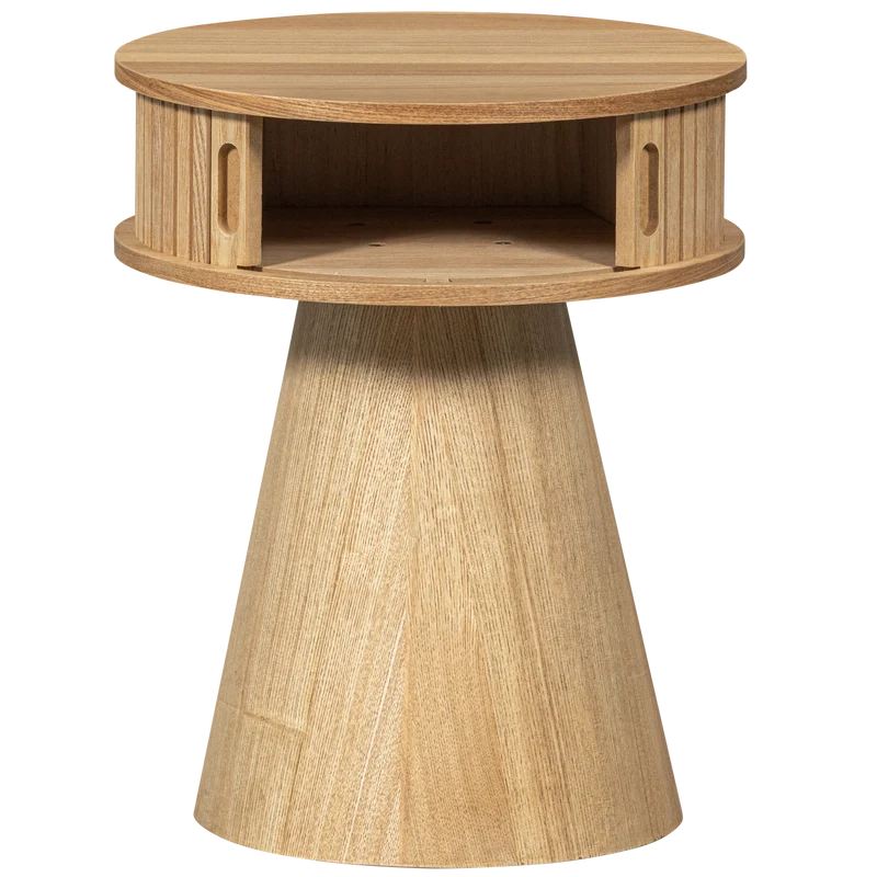 Karri nachtkastje rond hout naturel