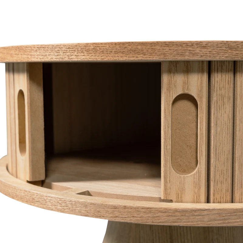 Karri nachtkastje rond hout naturel