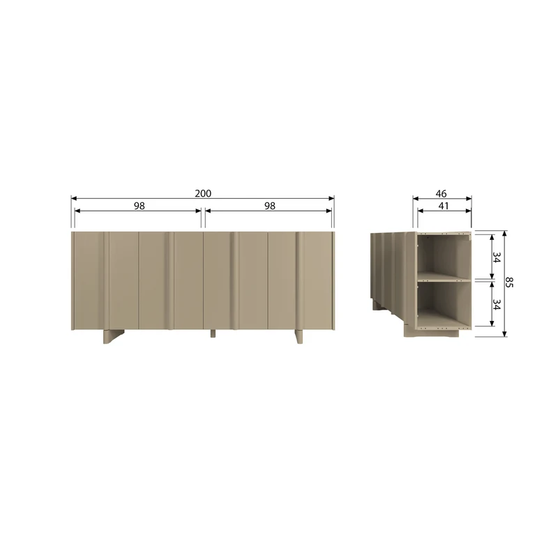 Basu dressoir grenen mud