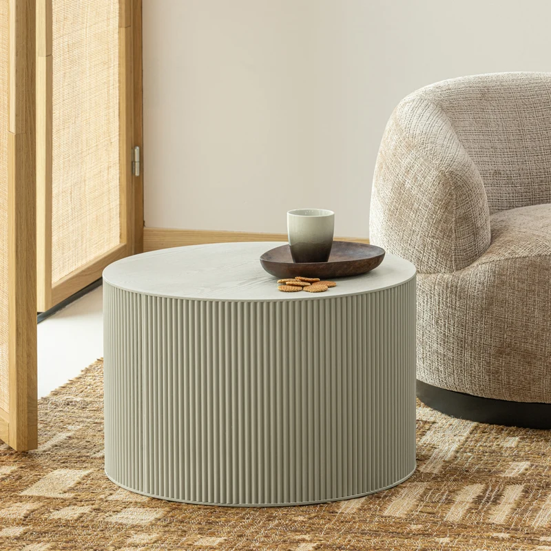 Sanne bijzettafel rond antiek beige