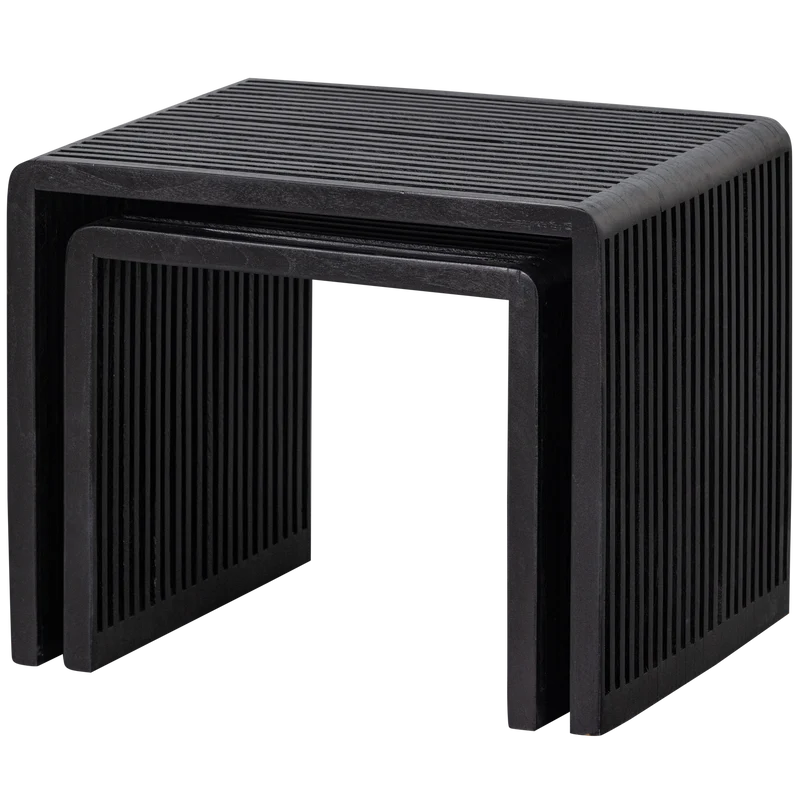 Set v 2 - Willa bijzettafels recycled teak zwart