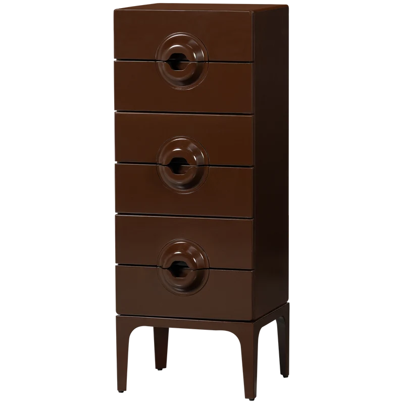 Merge ladekast 6 lades hout bruin/rood