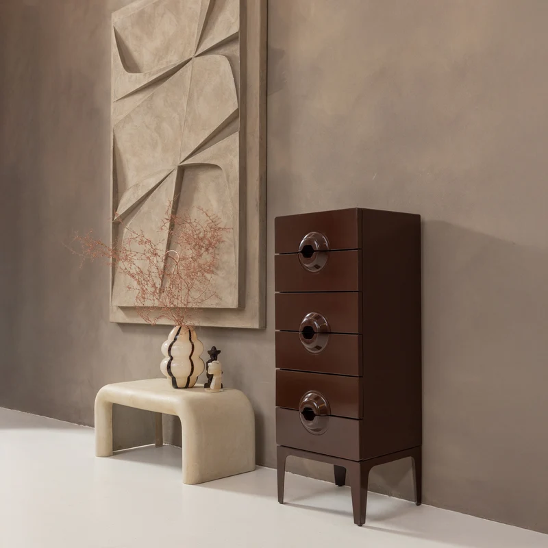 Merge ladekast 6 lades hout bruin/rood