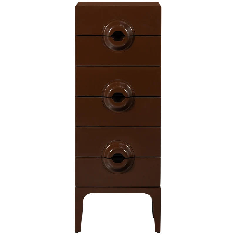 Merge ladekast 6 lades hout bruin/rood