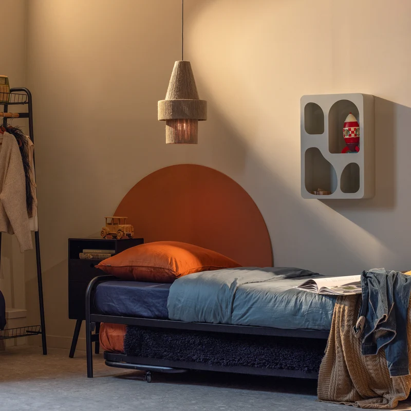 Lucy eenpersoons onderschuifbed metaal zwart 90x200 cm