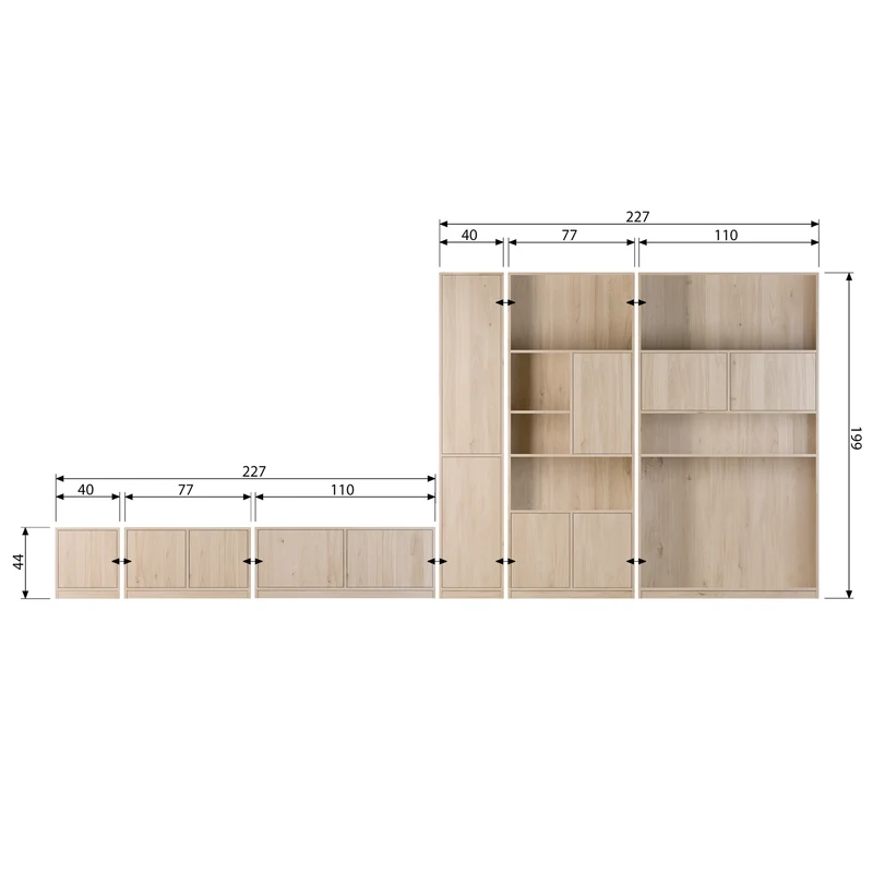 Modulair onderkast 77 cm eiken naturel mat