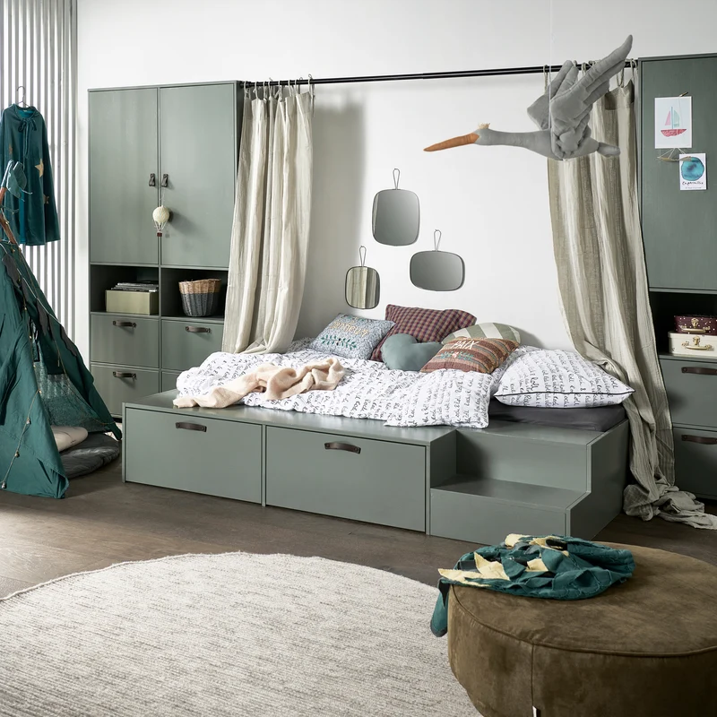 Stage bed + lades grenen soap 80x200 cm excl. lattenbodem