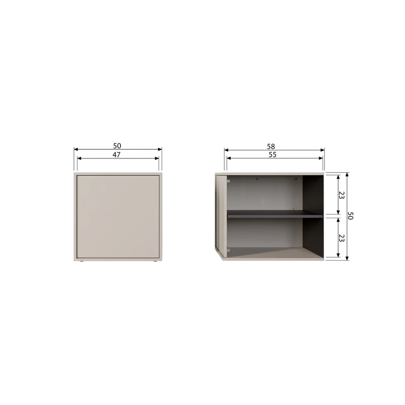 Daily Closet Single 50x50 cm grenen dakargrau