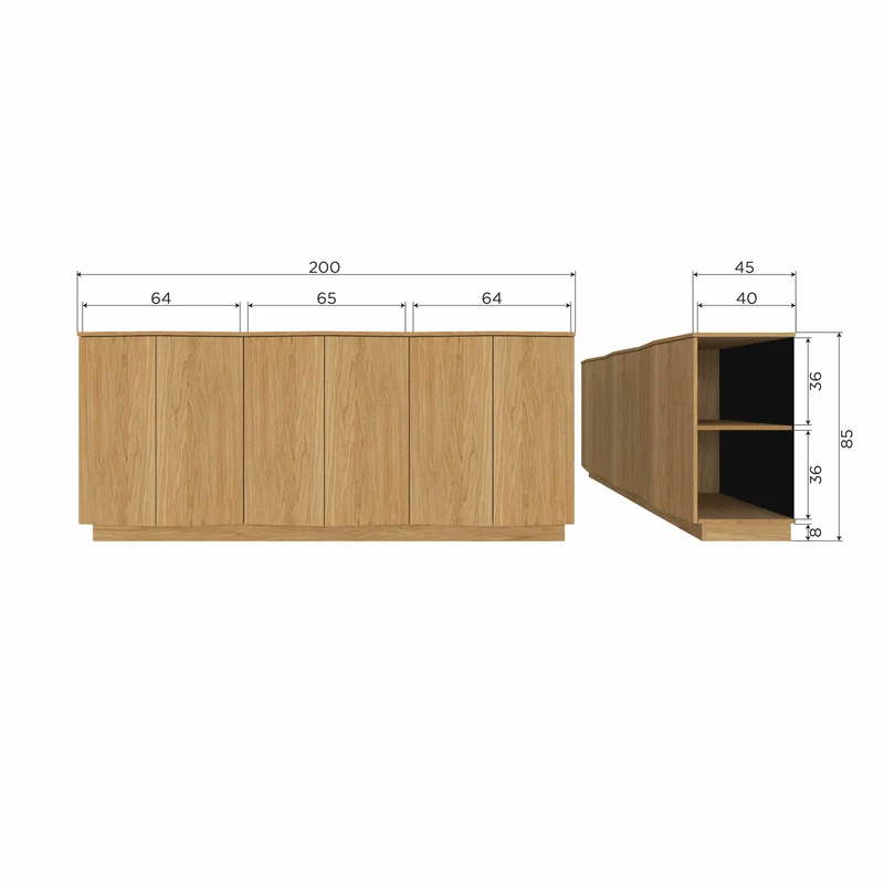 Zuma dressoir 200 cm eiken transparant
