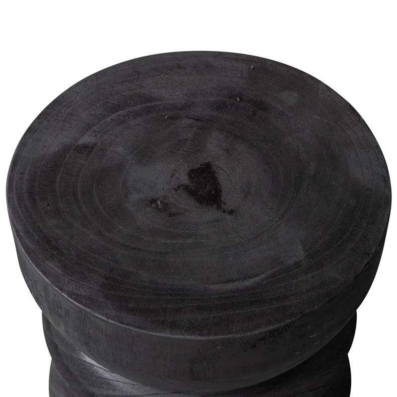 Bikkel kruk hout zwart 40xø28 cm