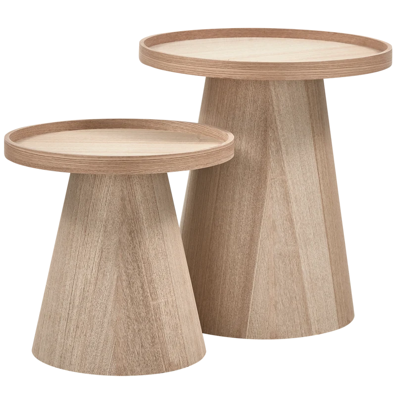 Maud bijzettafel conisch hout naturel 38xø39 cm