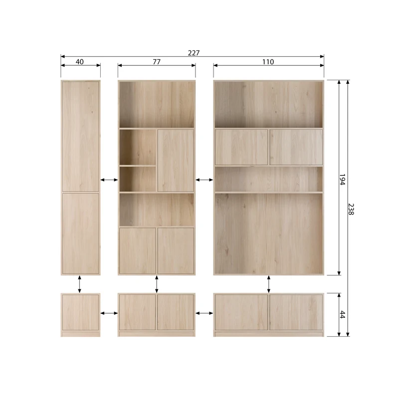 Modulair bovenkast 40 cm eiken naturel mat