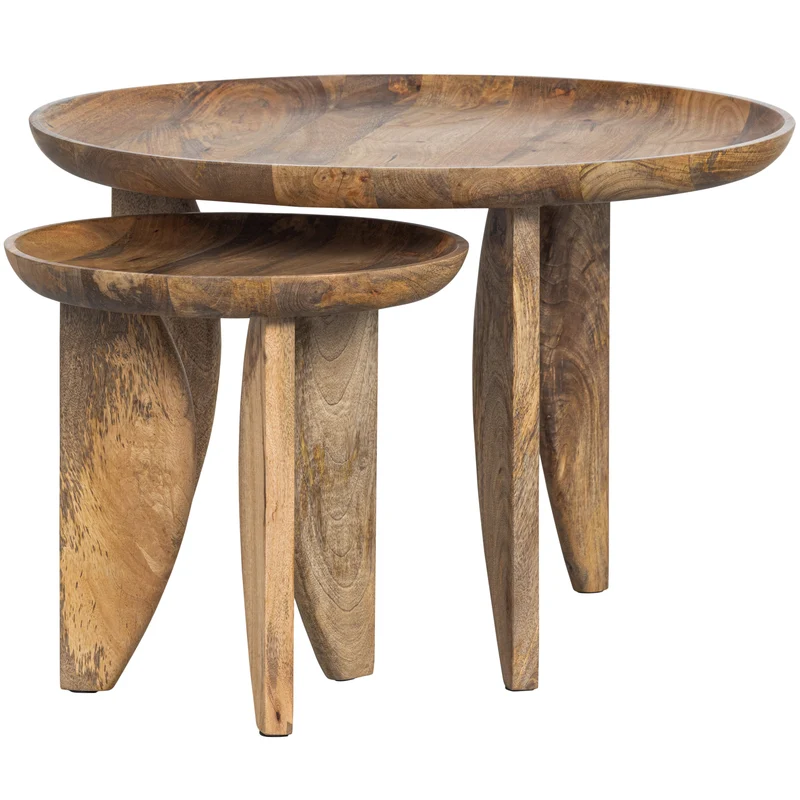 Set v 2 - High Heels bijzettafels mango hout naturel