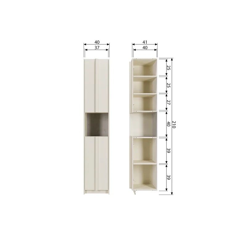 Basu smalle kast 40 cm grenen dust incl. concrete decor
