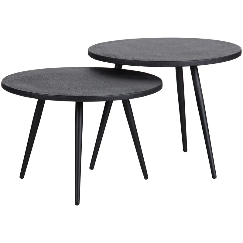 Set v 2 - Suze bijzettafels hout/metaal zwart