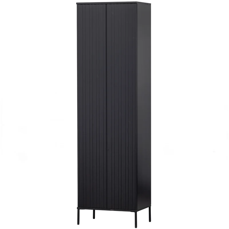 New Gravure hoge kast met lade grenen zwart