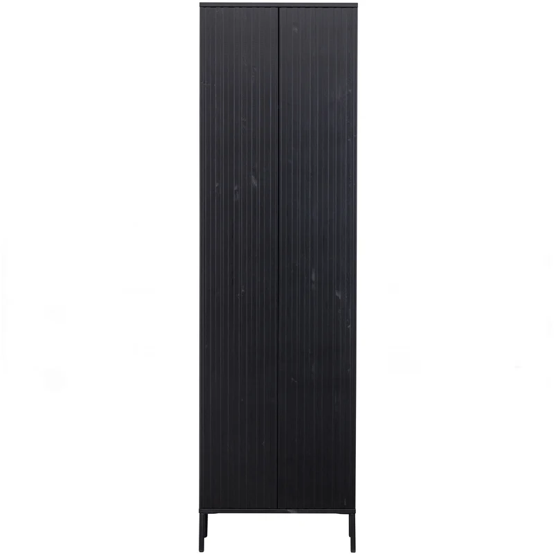 New Gravure hoge kast met lade grenen zwart
