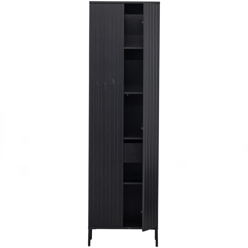 New Gravure hoge kast met lade grenen zwart