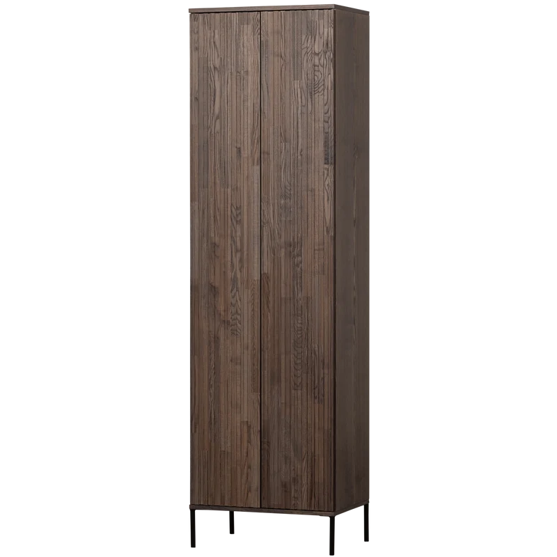 New Gravure hoge kast met lade essen fineer espresso