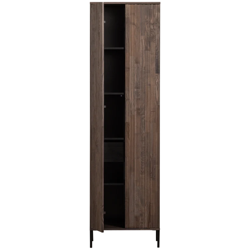 New Gravure hoge kast met lade essen fineer espresso