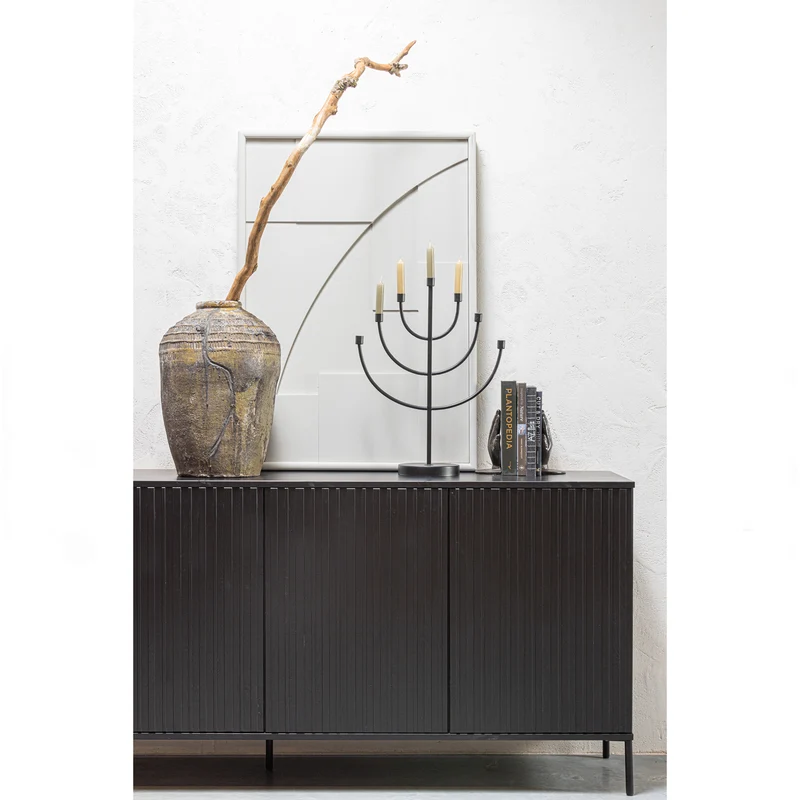 New Gravure dressoir 200 cm grenen zwart