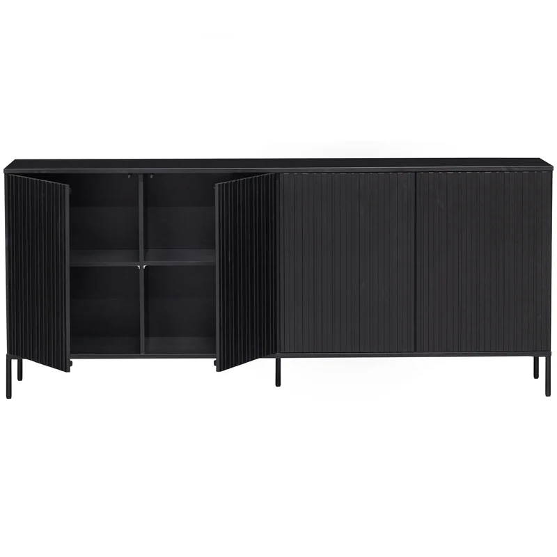 New Gravure dressoir 200 cm grenen zwart