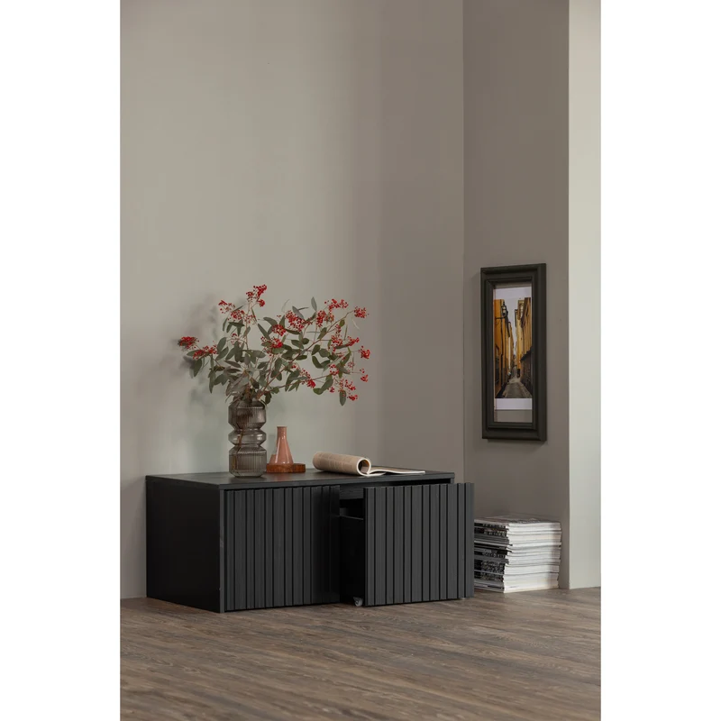 New Gravure kistbank grenen zwart