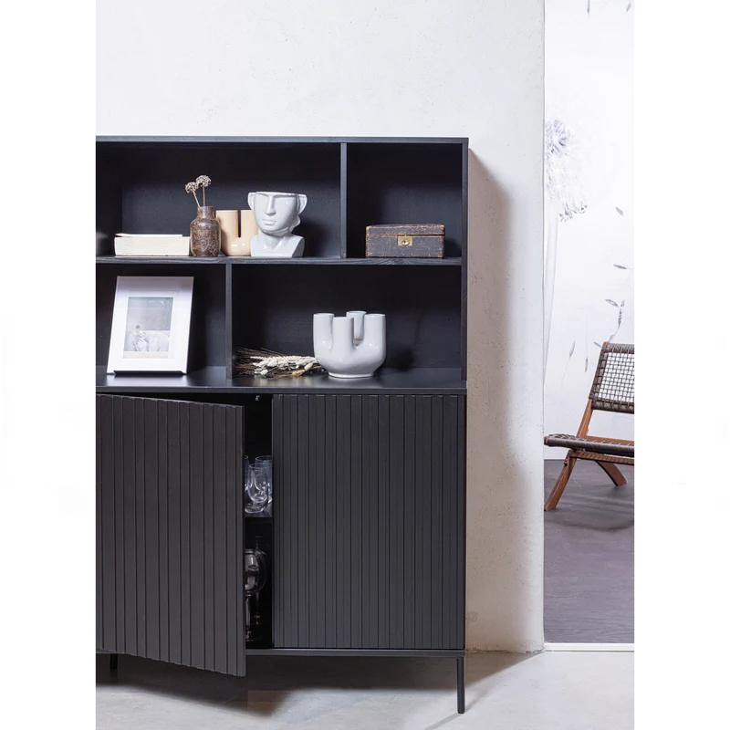 New Gravure wandkast grenen zwart