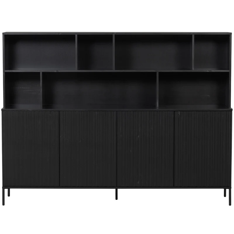 New Gravure wandkast grenen zwart